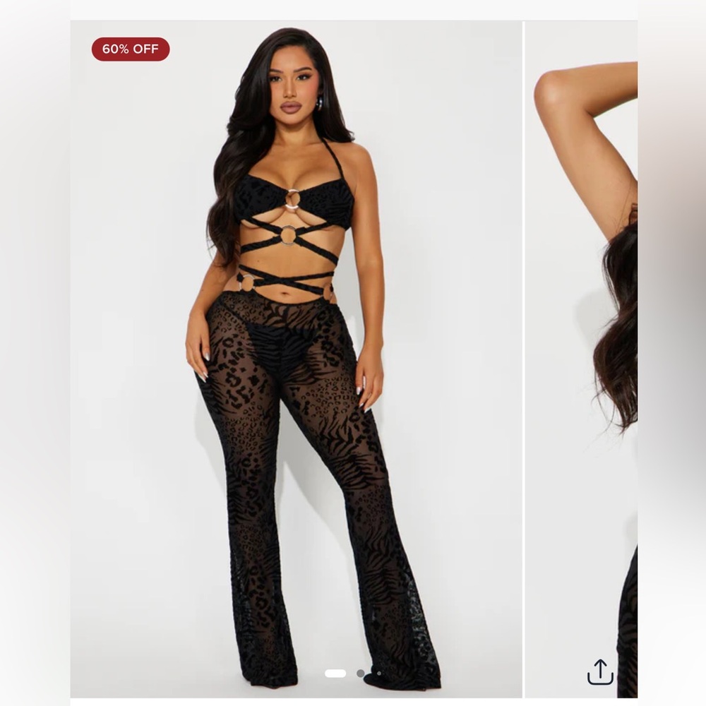Fashion Nova Black Sheer Lace Jumpsuit